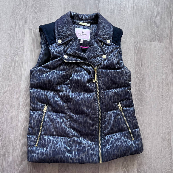 Juicy Couture NWOT XS Sleeveless Jacket Black & Gray Zipper W/ Gold Zippers - Picture 3 of 11